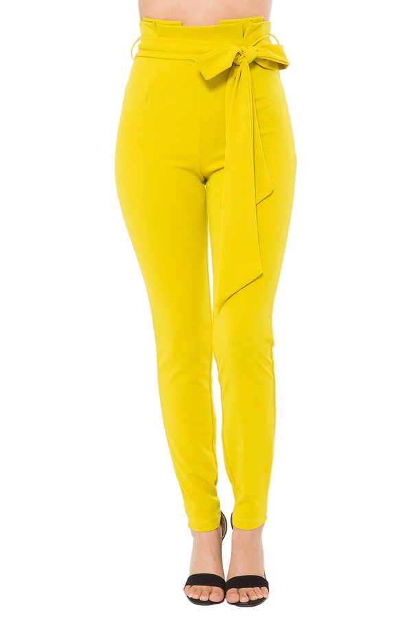 High Waist Fashion Skinny Pants with Belt Detail