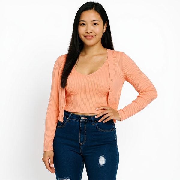 Crop Tank Top & Cardigan Sweater Set