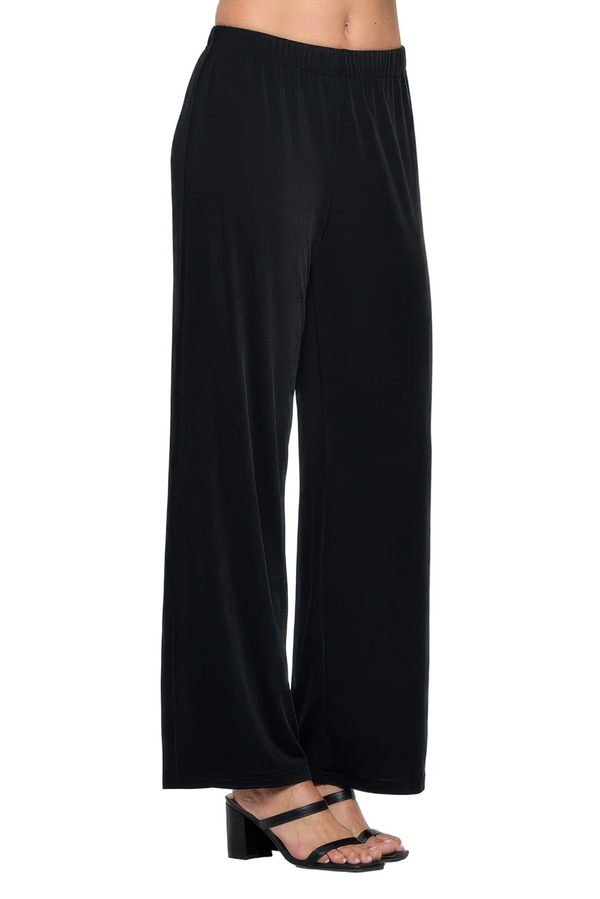 Black wide-leg pants on a white background