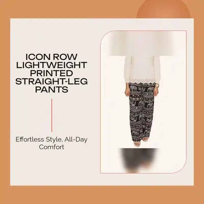 Icon Row Lightweight Printed Straight-Leg Pants by@Outfy